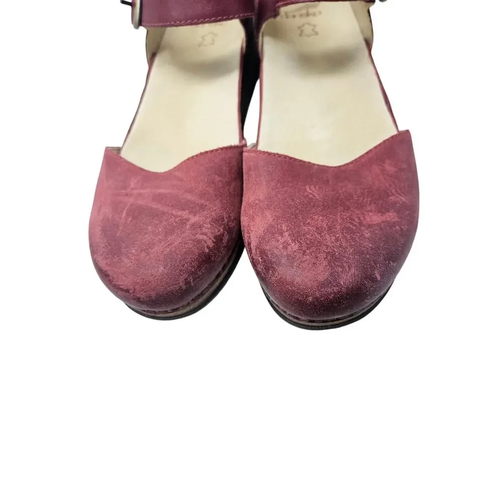 Dansko 42 Mae Mary Jane Red Comfort Wedge Casual Gorpcore Leather Ankle Strap - Picture 5 of 6